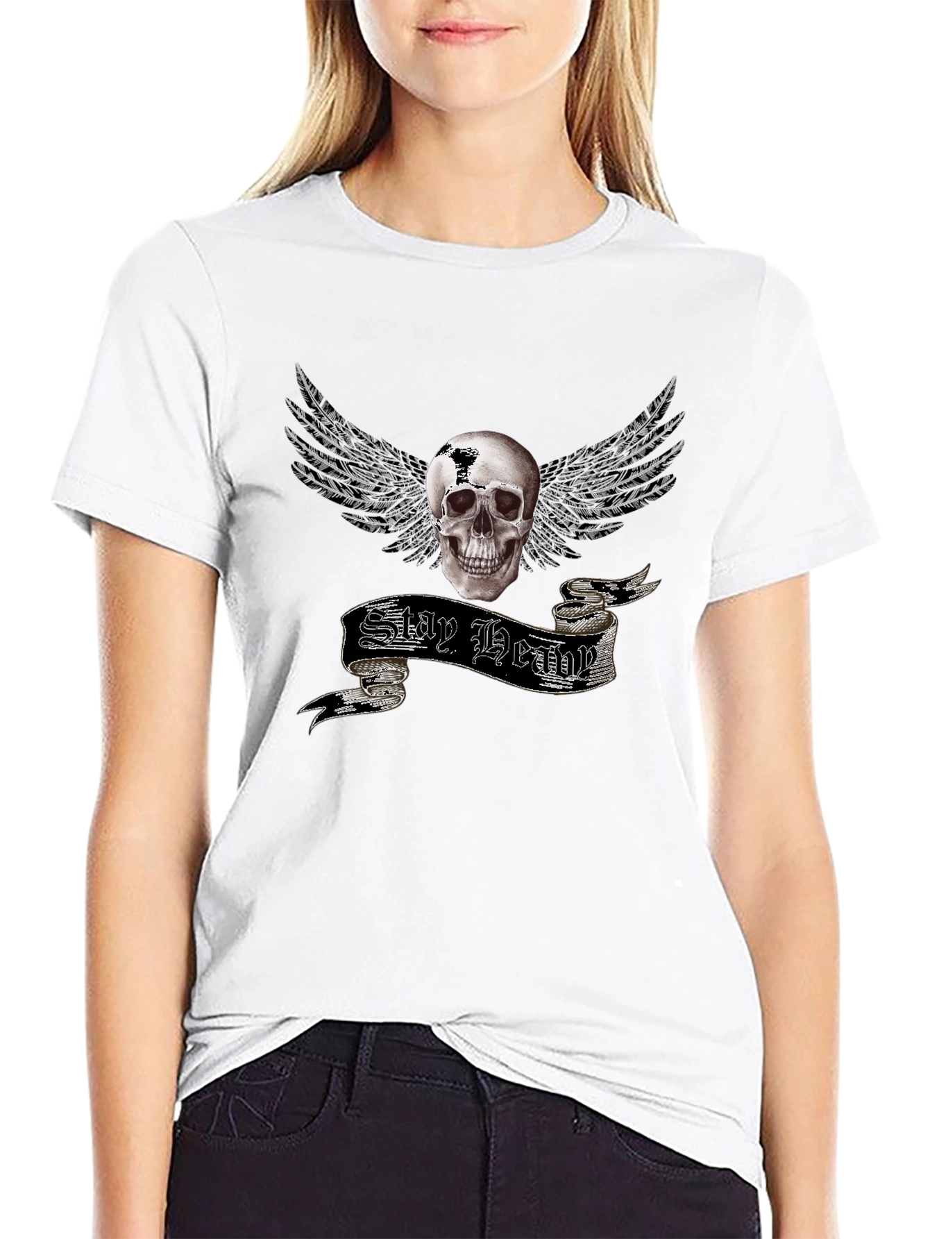 Stay Heavy Skull Winged Graphic Tee