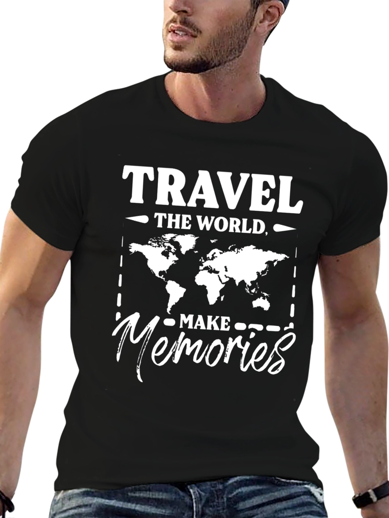 Travel The World Black Graphic T-Shirt