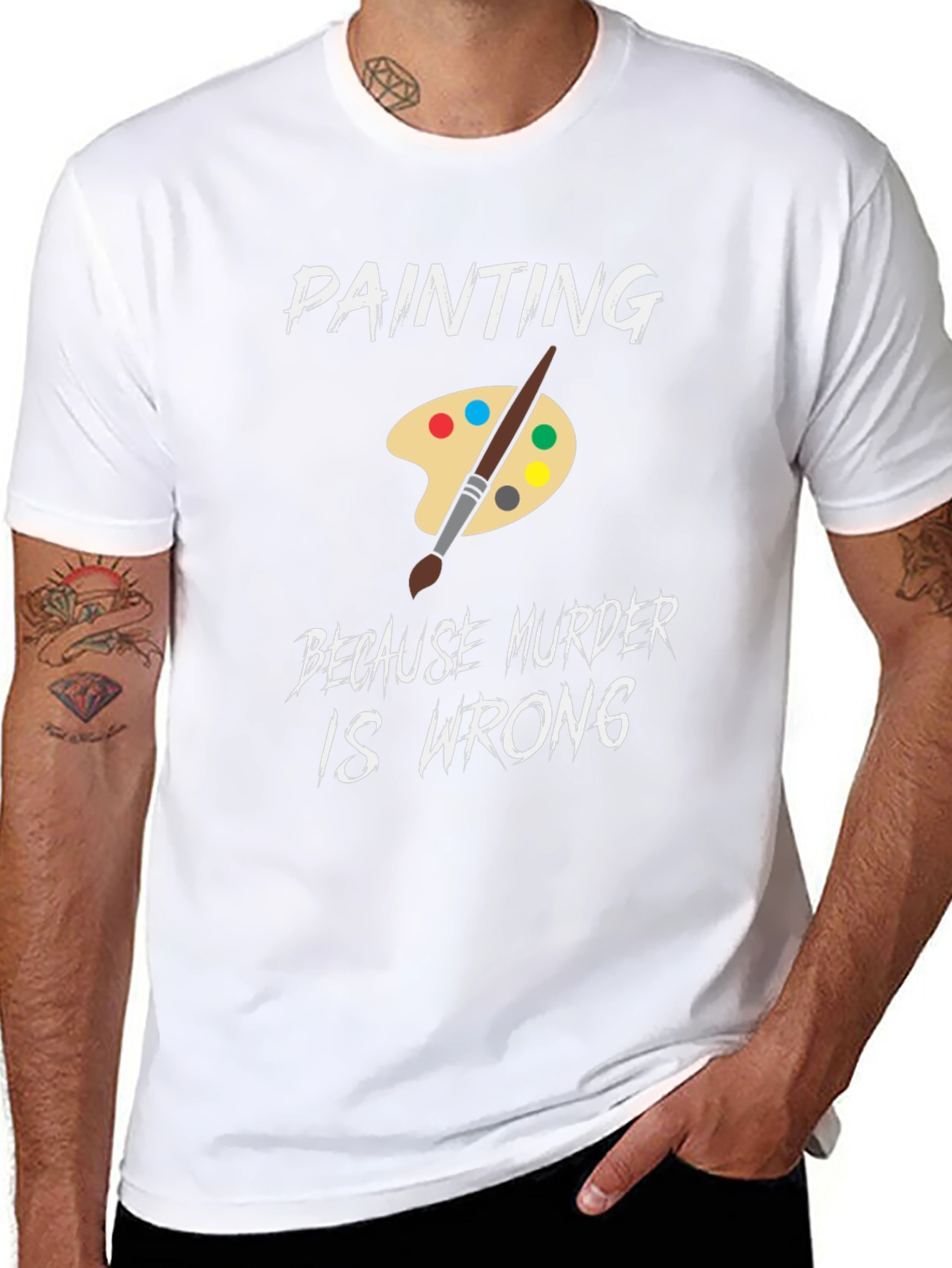 Painting Because Murder is Wrong Humor T-Shirt