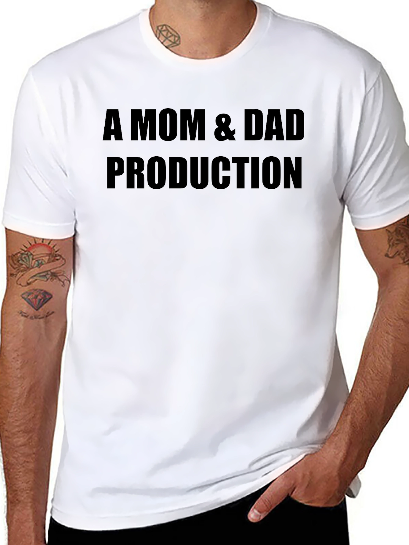 A Mom & Dad Production Black Graphic Tee Shirt