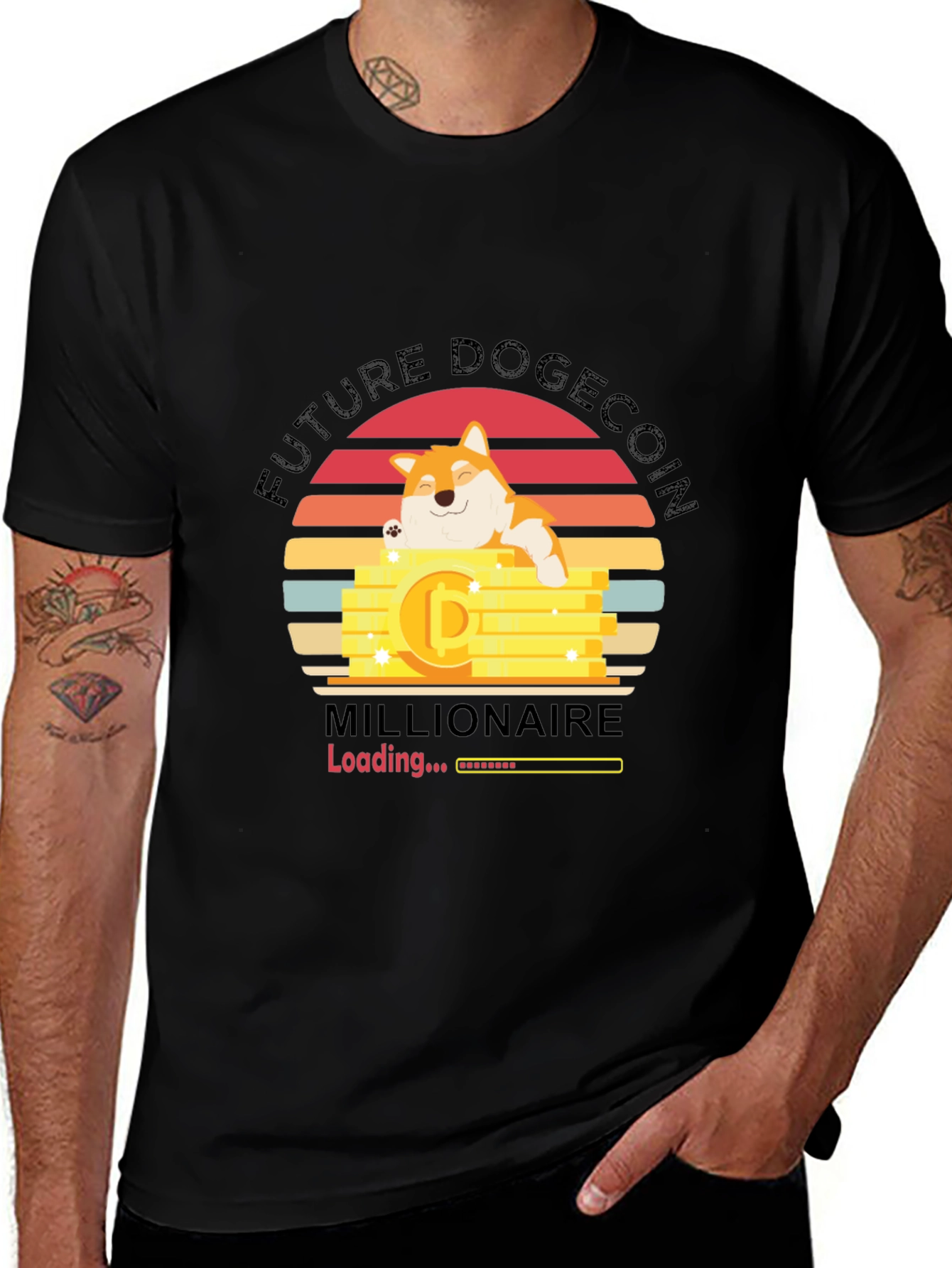 Future Dogecoin Millionaire Black T-Shirt