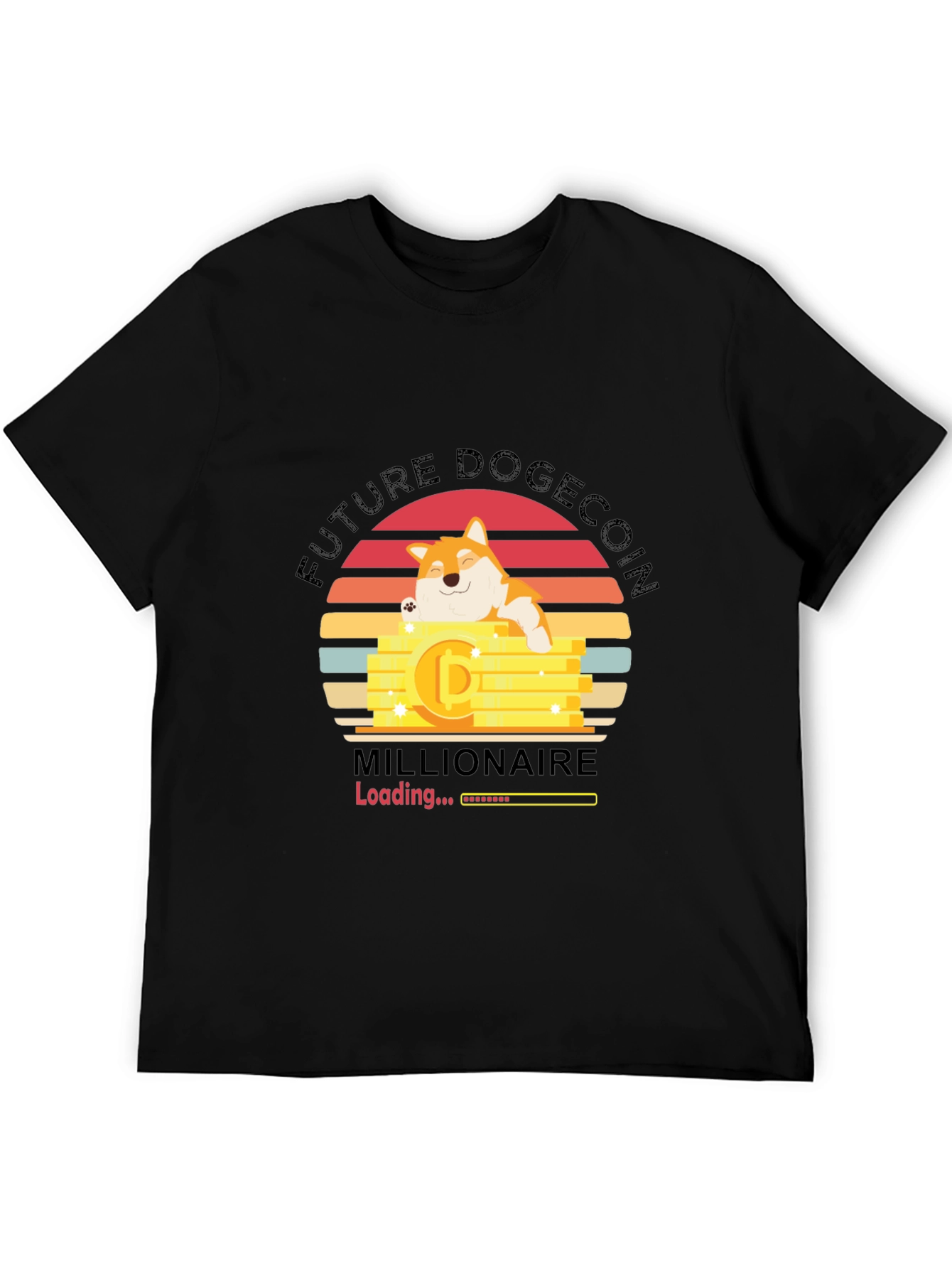 Future Dogecoin Millionaire Black T-Shirt