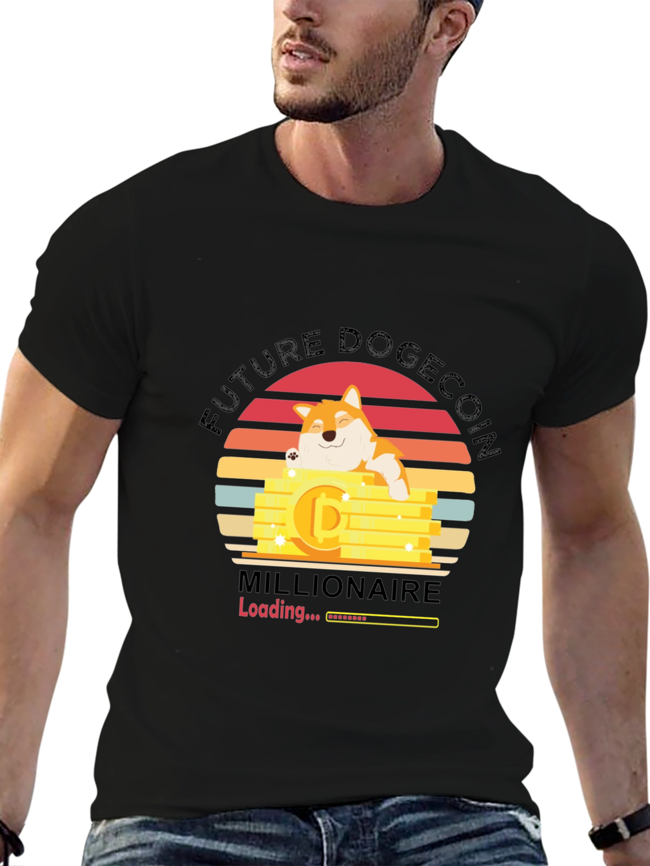 Future Dogecoin Millionaire Black T-Shirt