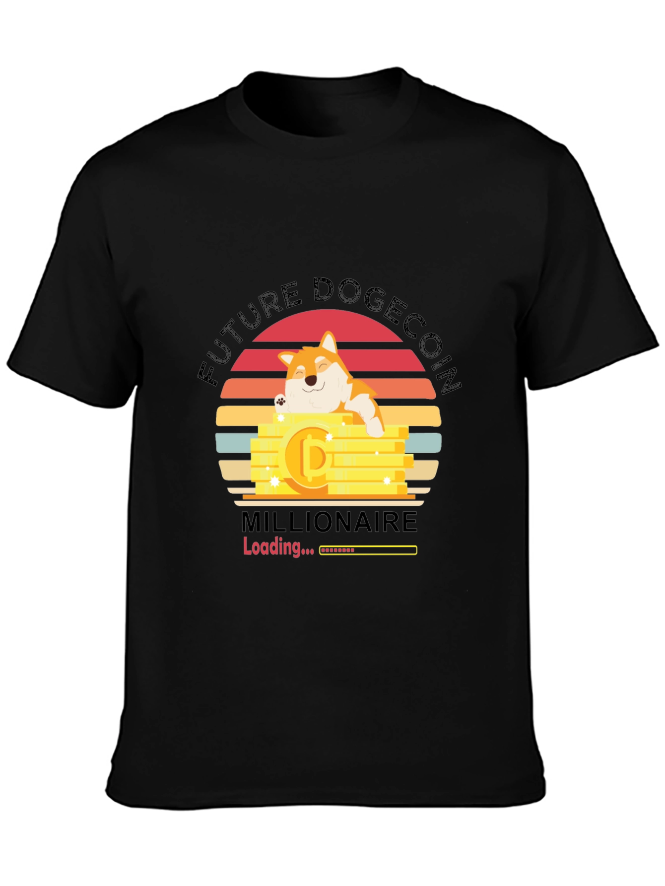 Future Dogecoin Millionaire Black T-Shirt