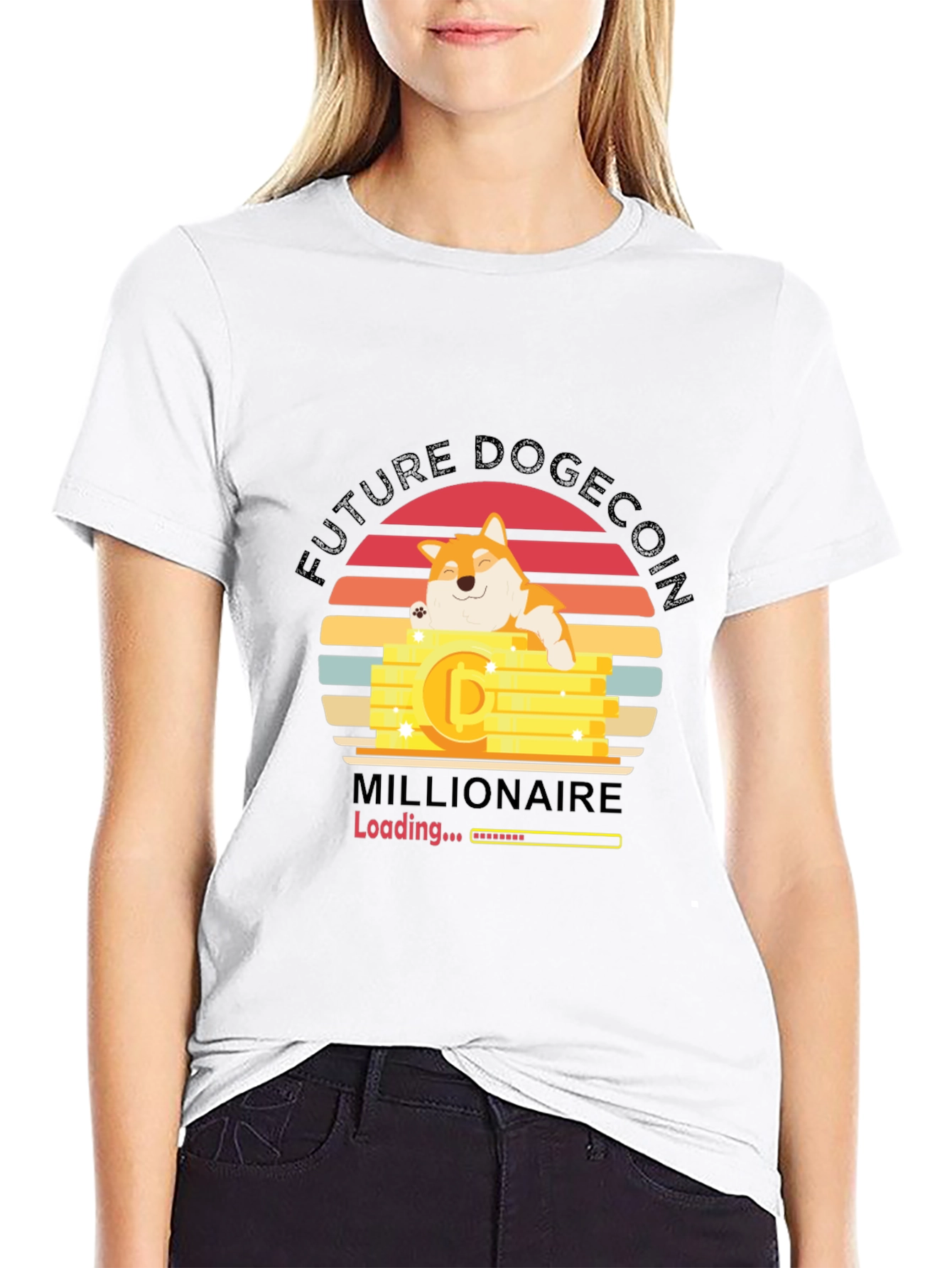 Future Dogecoin Millionaire Black T-Shirt