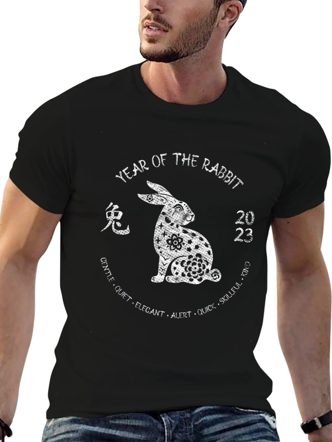 Year of the Rabbit 2023 Black Graphic Tee