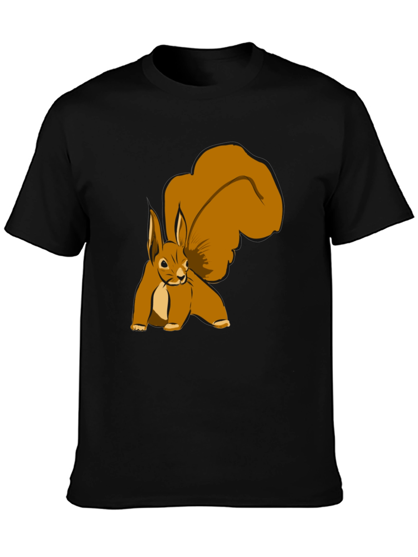 Squirrel Graphic Tee - Black Cotton T-Shirt