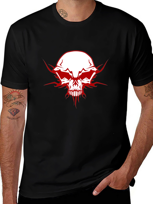 Edgy Skull Graphic Tee - Mens Black Cotton T-Shirt