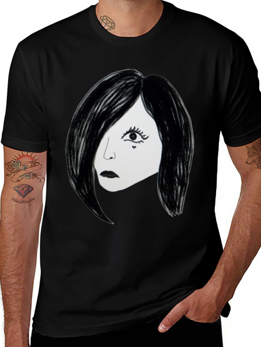 Emo Girl Graphic T-Shirt - Black Cotton Tee