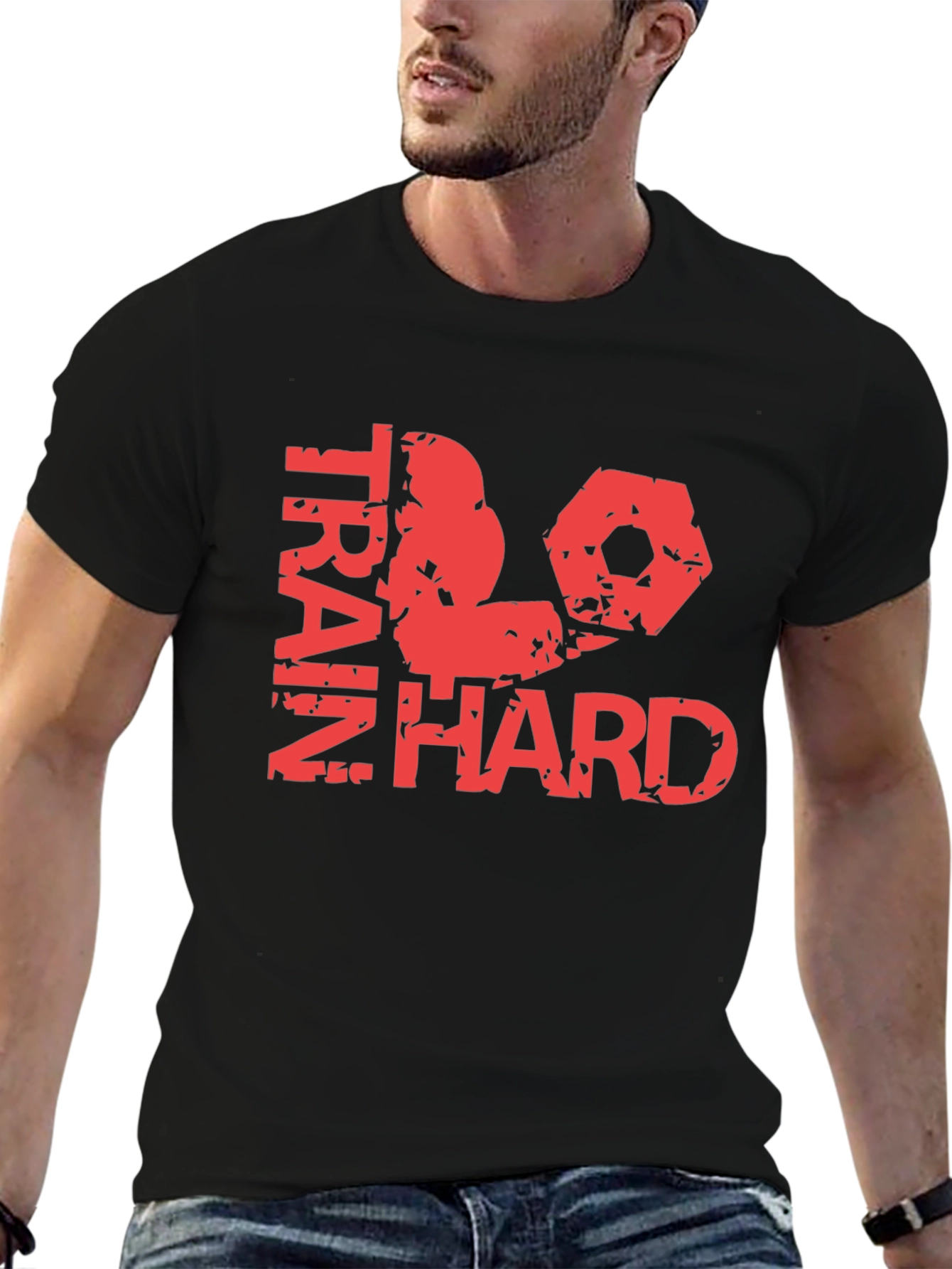Train Hard Graphic Tee - Black Cotton