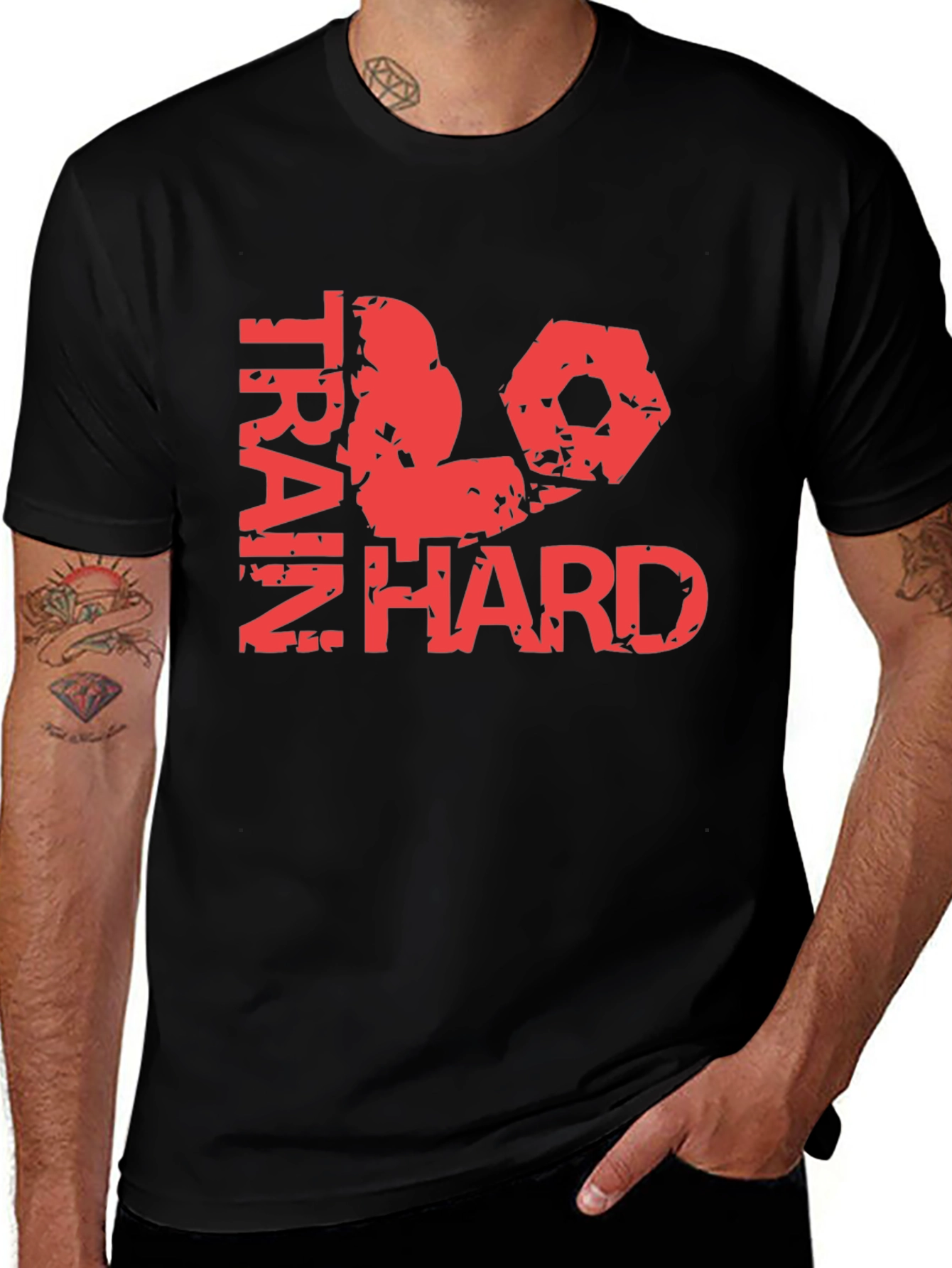 Train Hard Graphic Tee - Black Cotton