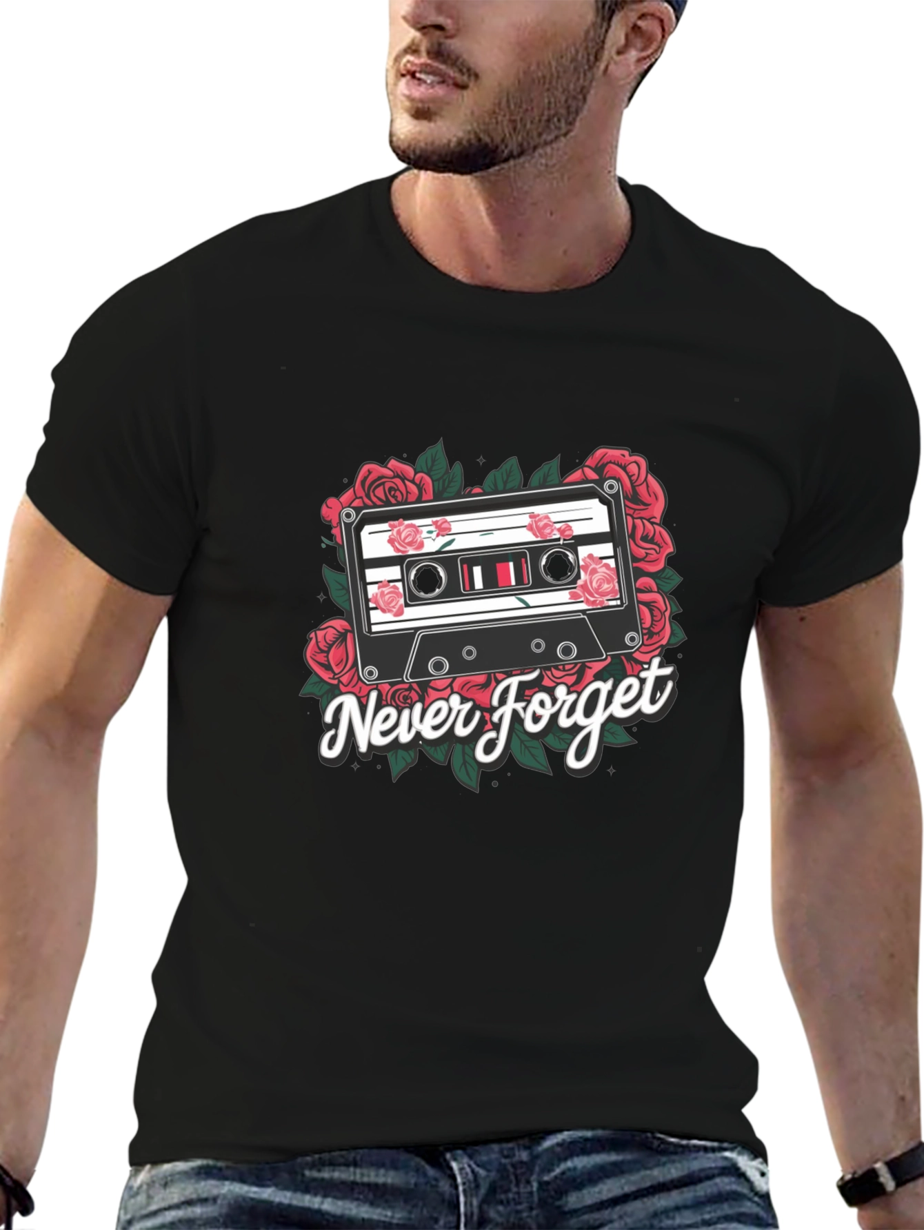 Retro Cassette Tape Roses Graphic Tee