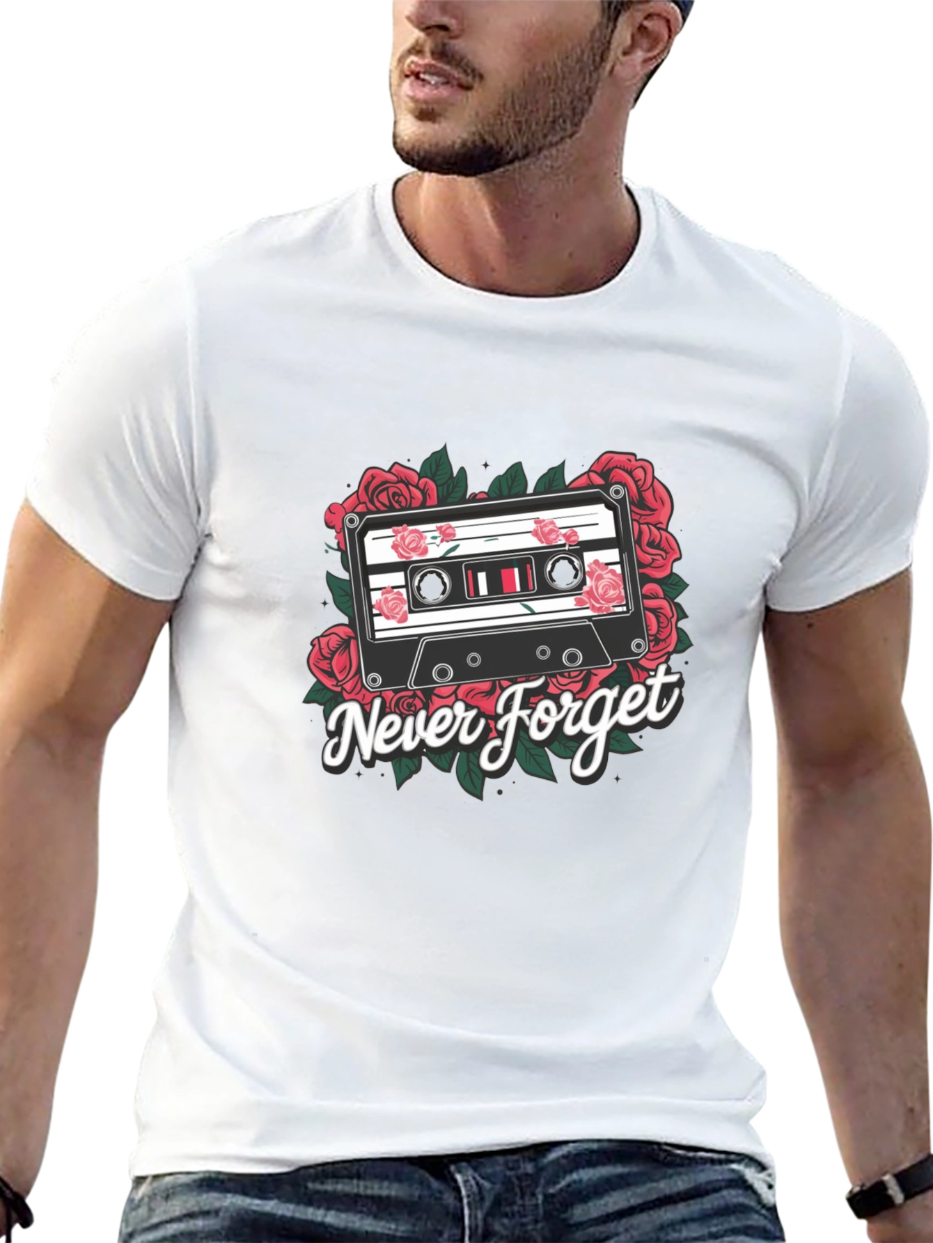 Retro Cassette Tape Roses Graphic Tee