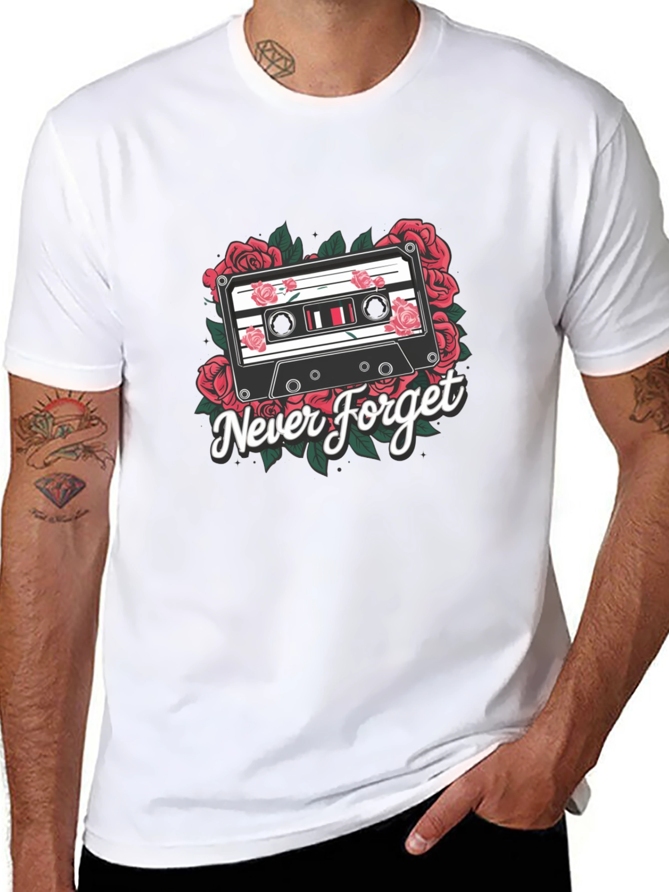 Retro Cassette Tape Roses Graphic Tee