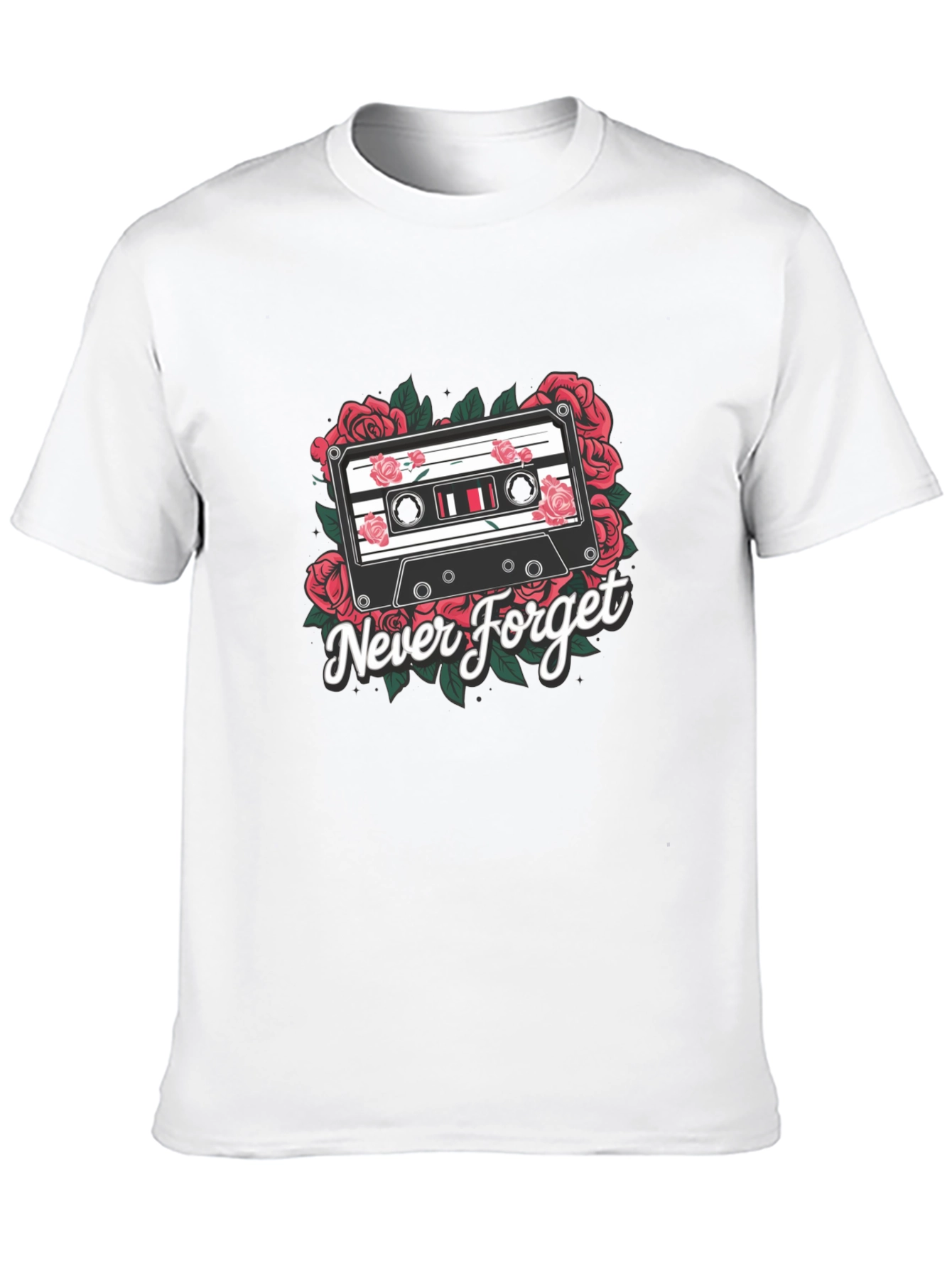Retro Cassette Tape Roses Graphic Tee