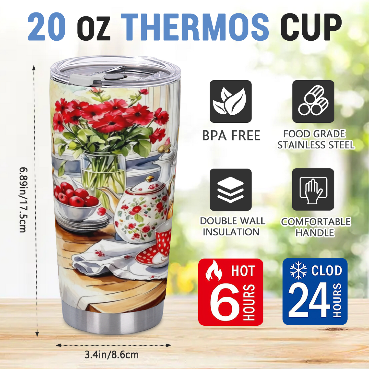 Magical Northern Lights Mountain Lake View 20oz Travel Tumbler