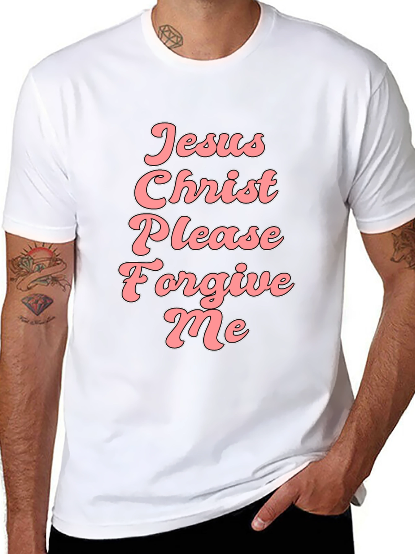 Jesus Christ Please Forgive Me Black Tee