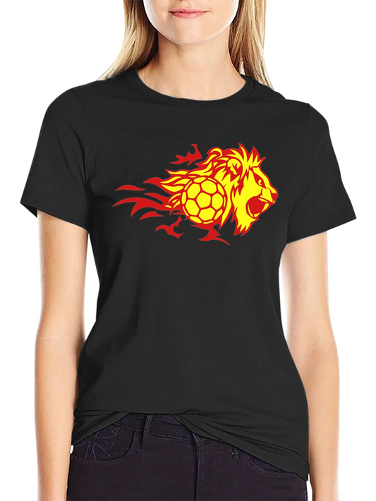 Flaming Lion Soccer Ball Black T-Shirt