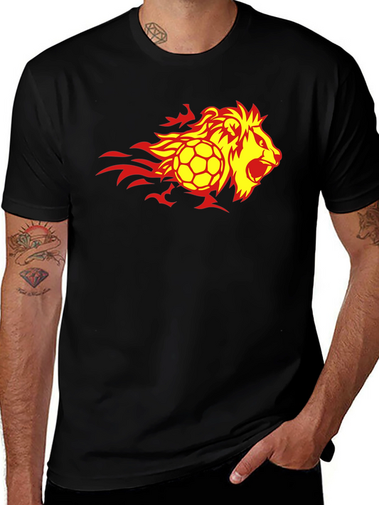 Flaming Lion Soccer Ball Black T-Shirt