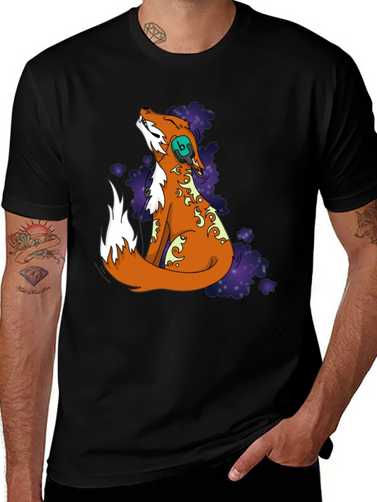 Fox DJ Graphic T-Shirt - Black Cotton Blend