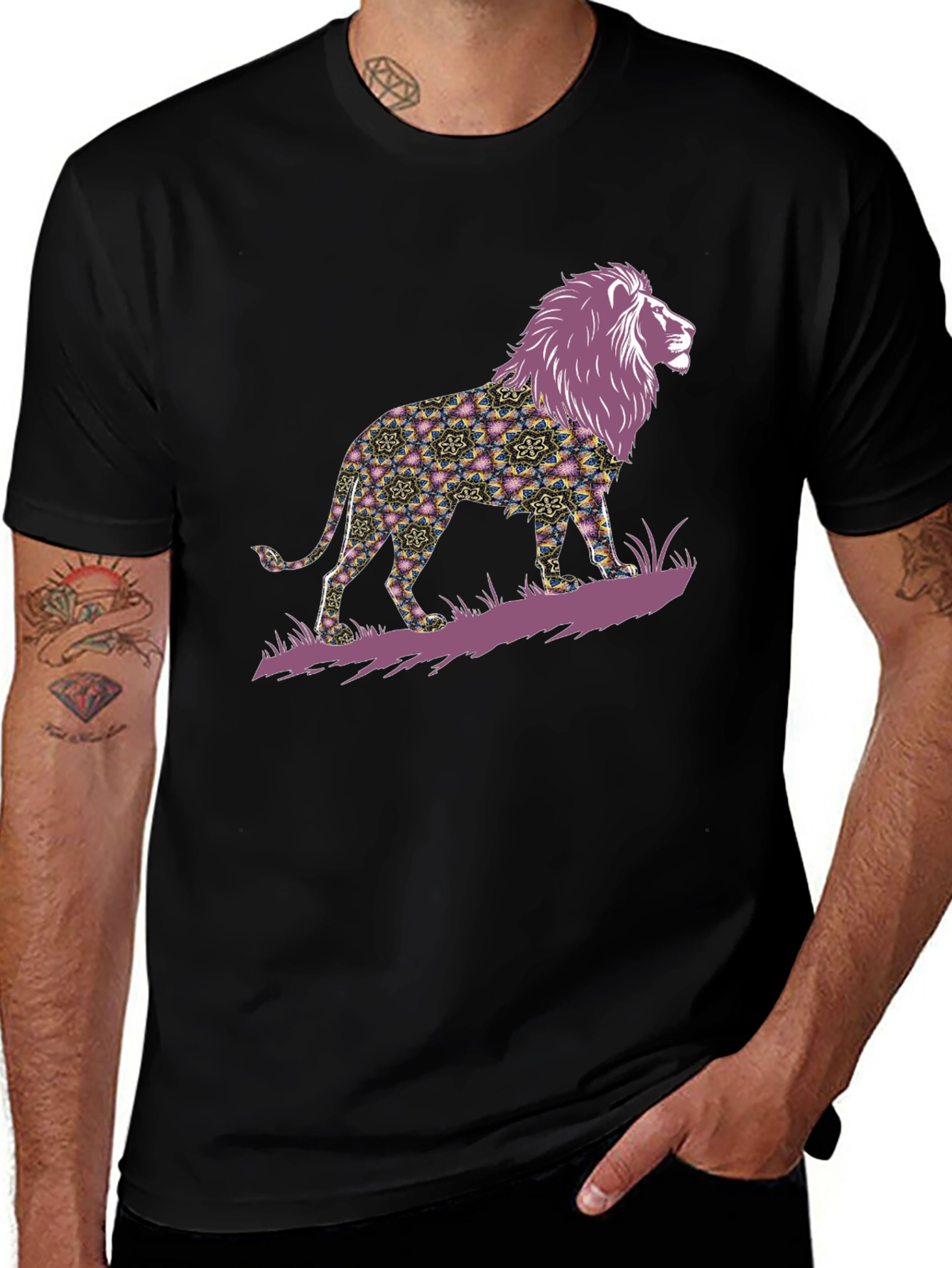 Lion Graphic Print Mens T-Shirt - Bold Style