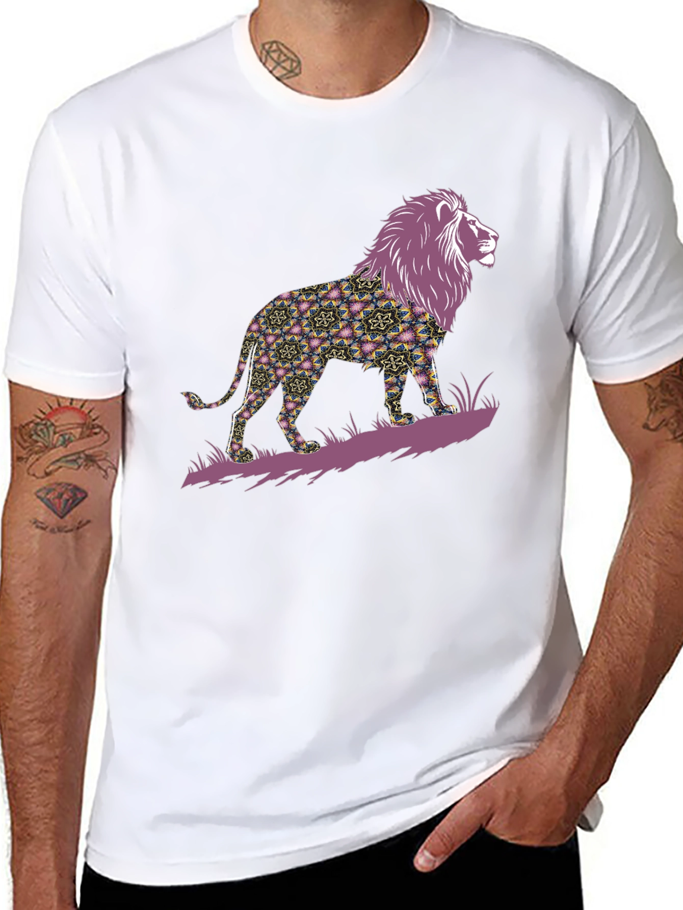 Lion Graphic Print Mens T-Shirt - Bold Style