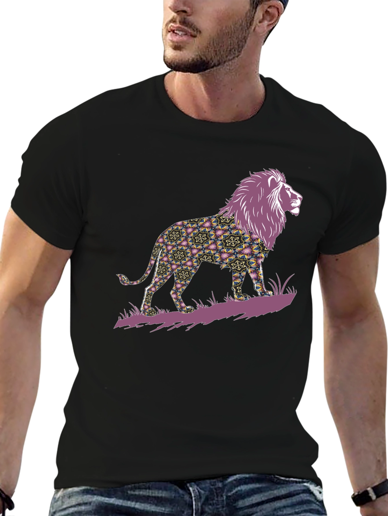 Lion Graphic Print Mens T-Shirt - Bold Style