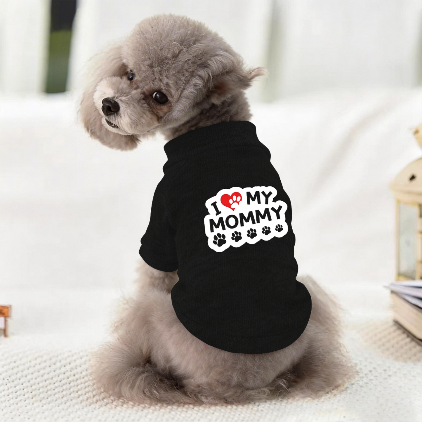 I Love My MOMMY Multi Paw Print Cute Dog Sweater