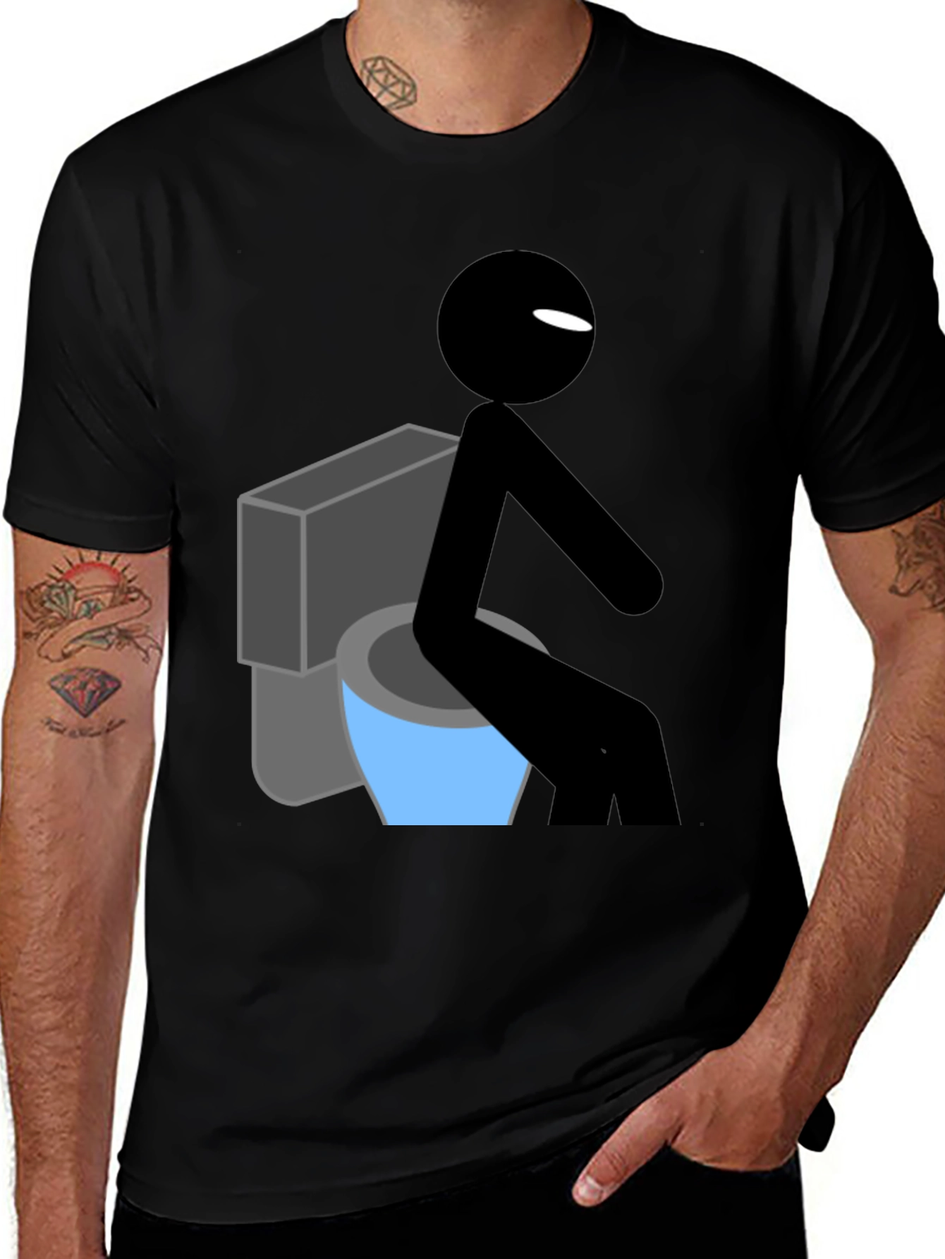 Funny Stick Figure Toilet Humor T-Shirt
