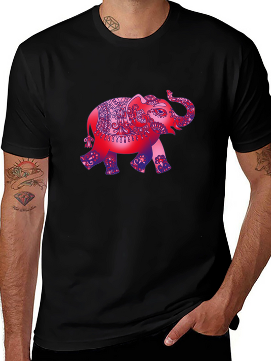 Elephant Graphic Print Black T-Shirt