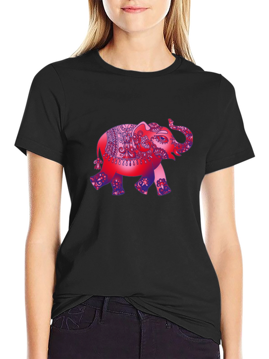 Elephant Graphic Print Black T-Shirt