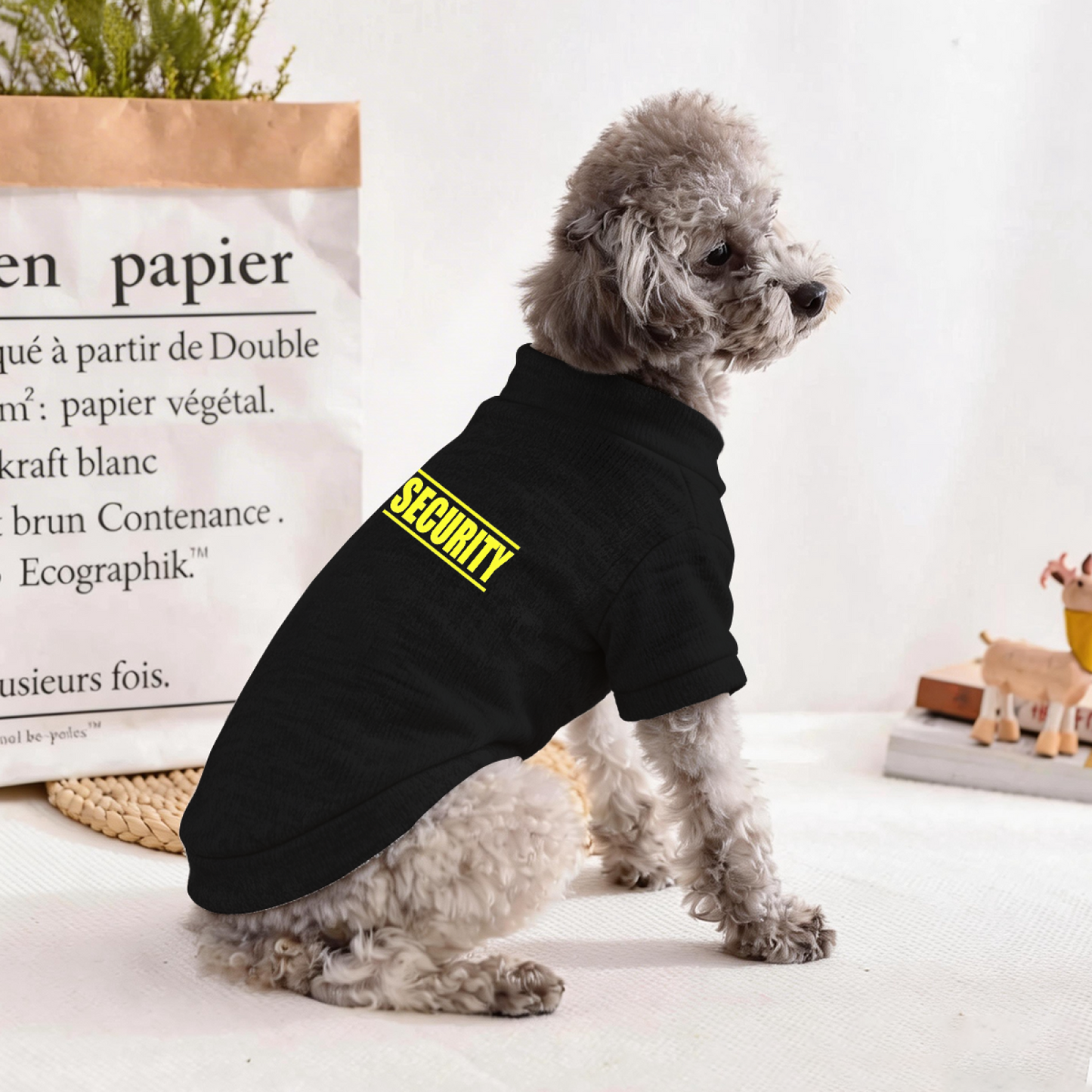 SECURITY Bold Yellow Print Guard Dog Warm Sweater