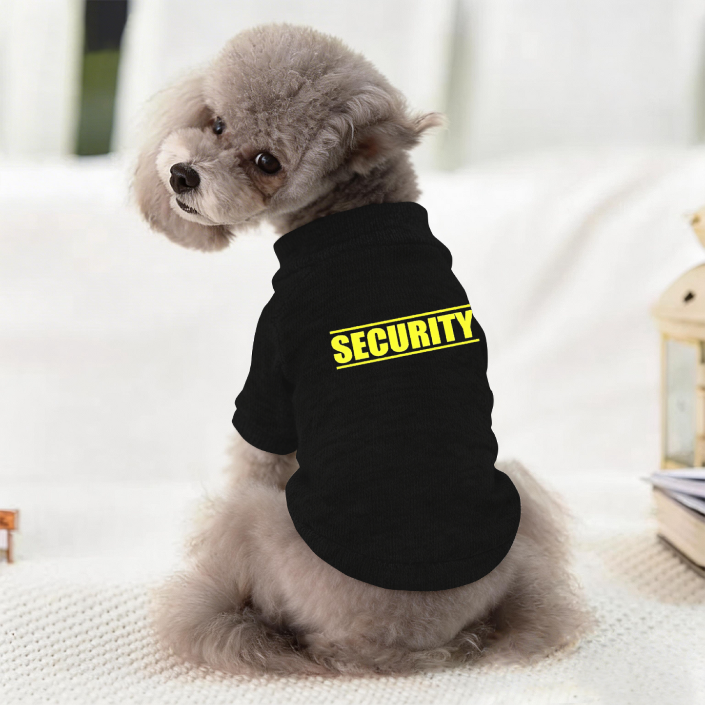 SECURITY Bold Yellow Print Guard Dog Warm Sweater