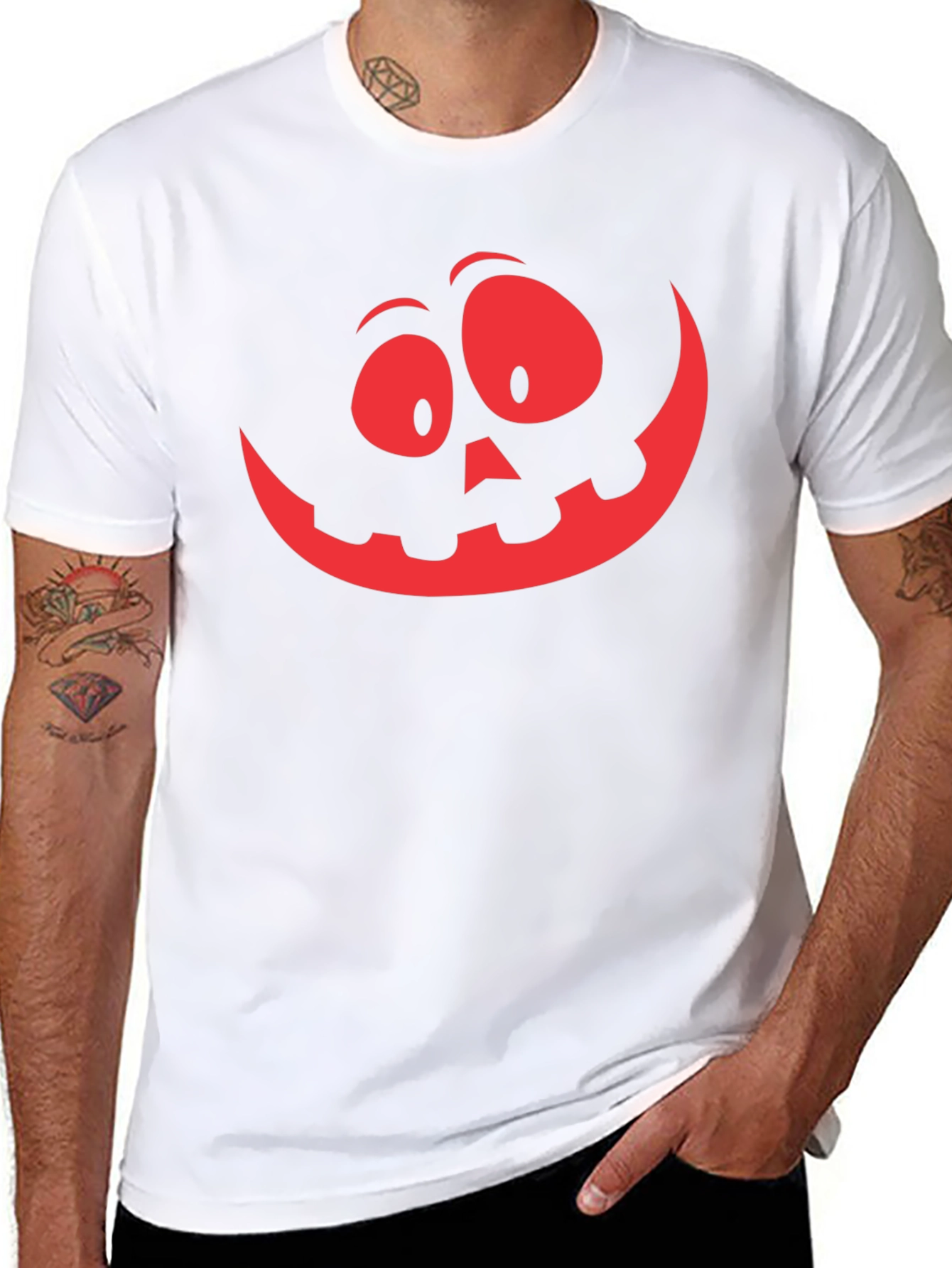 Spooky Pumpkin Face Graphic Tee - Halloween Shirt
