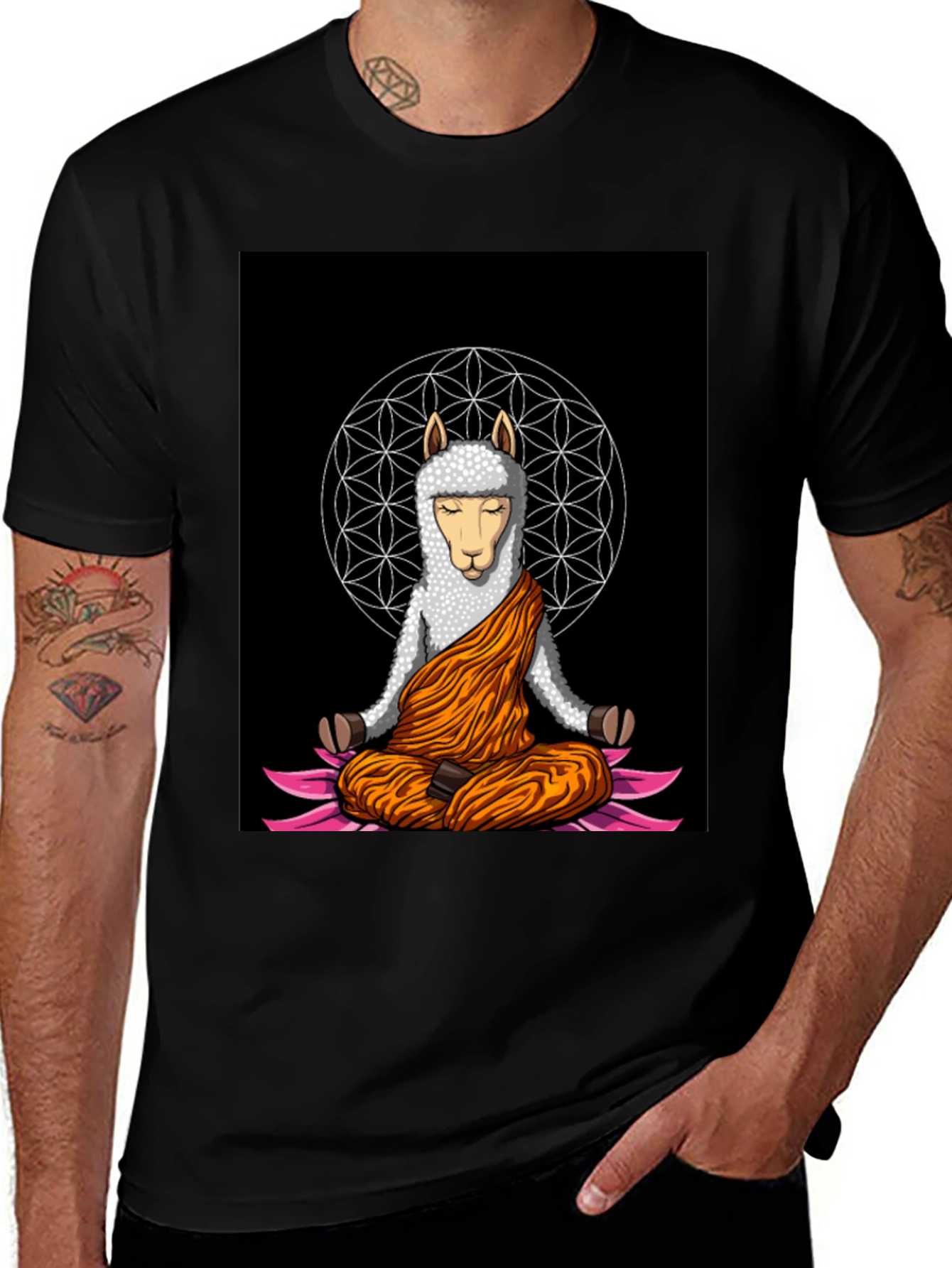 Meditating Llama Graphic T-Shirt - Zen Style