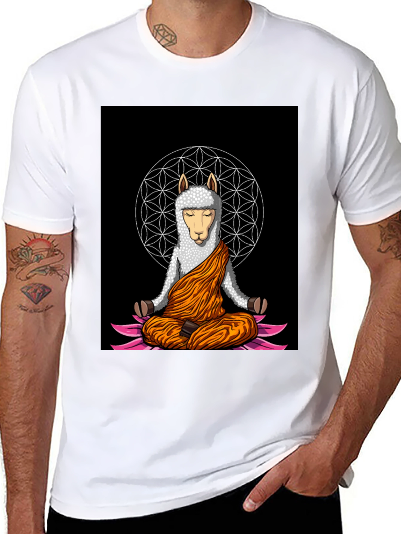 Meditating Llama Graphic T-Shirt - Zen Style