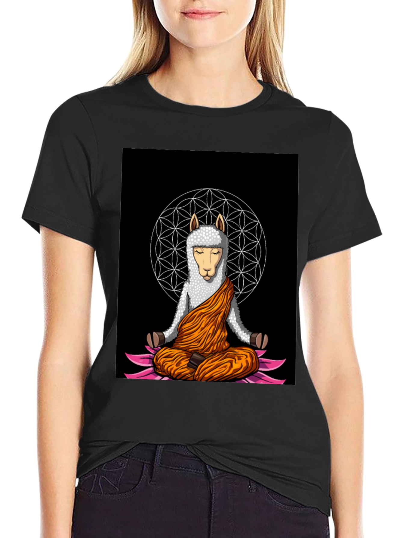 Meditating Llama Graphic T-Shirt - Zen Style