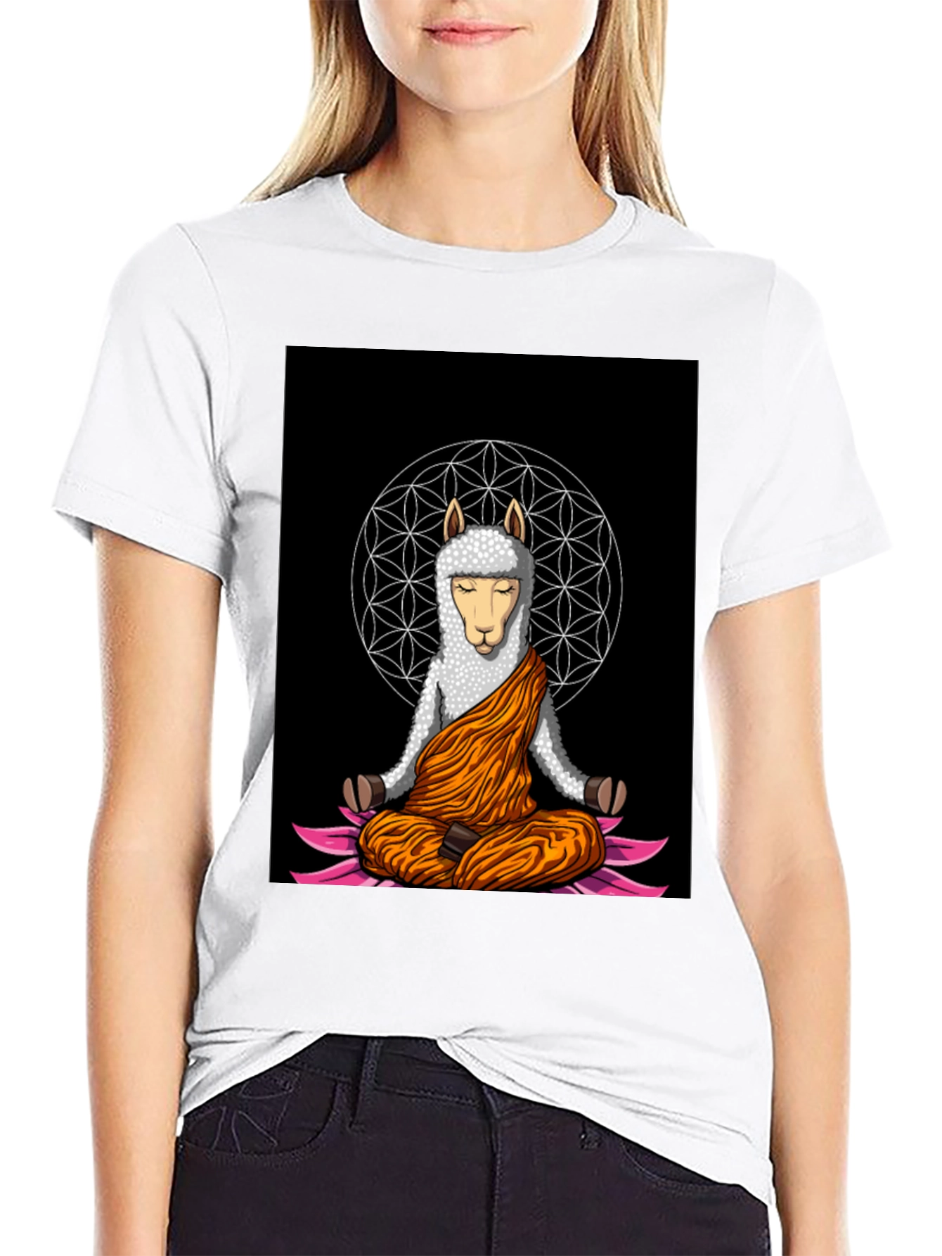 Meditating Llama Graphic T-Shirt - Zen Style