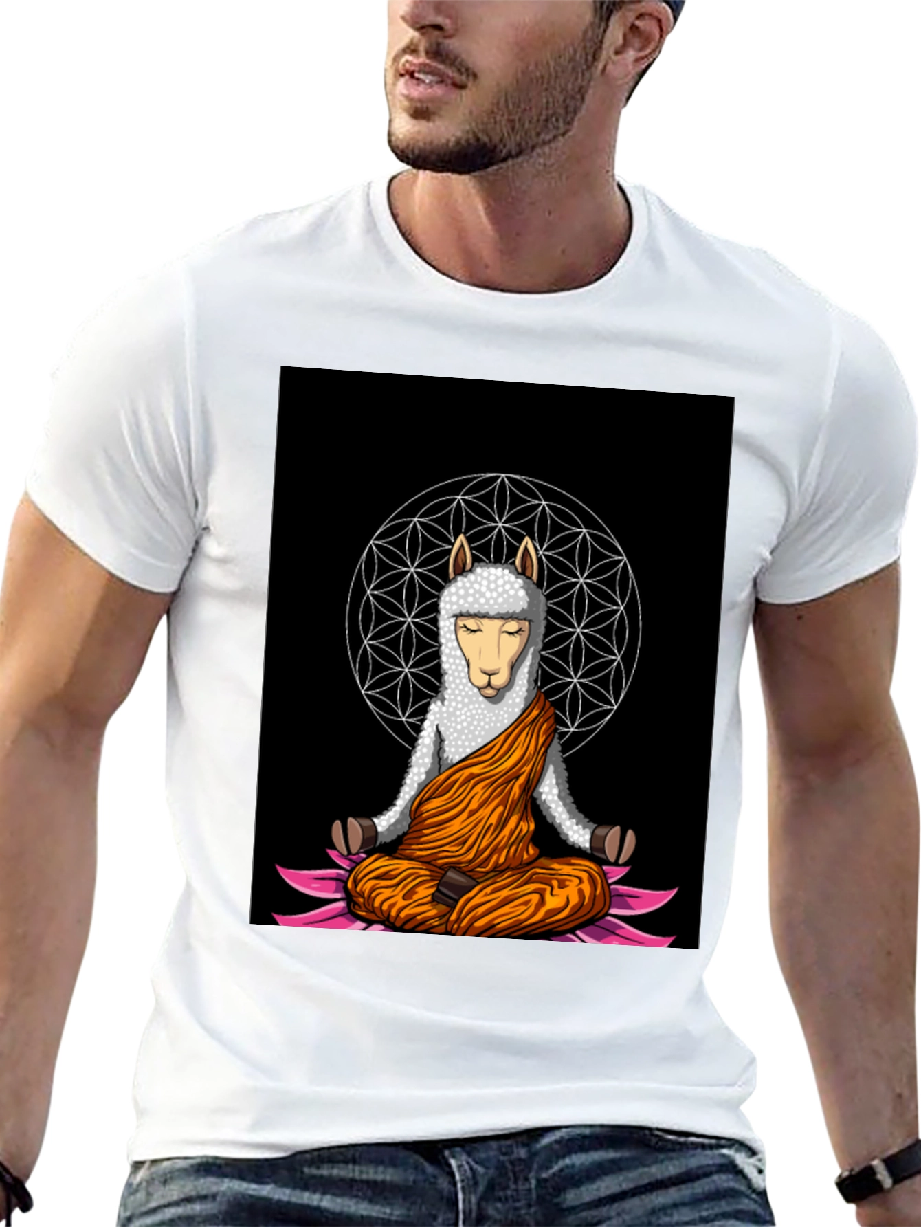 Meditating Llama Graphic T-Shirt - Zen Style