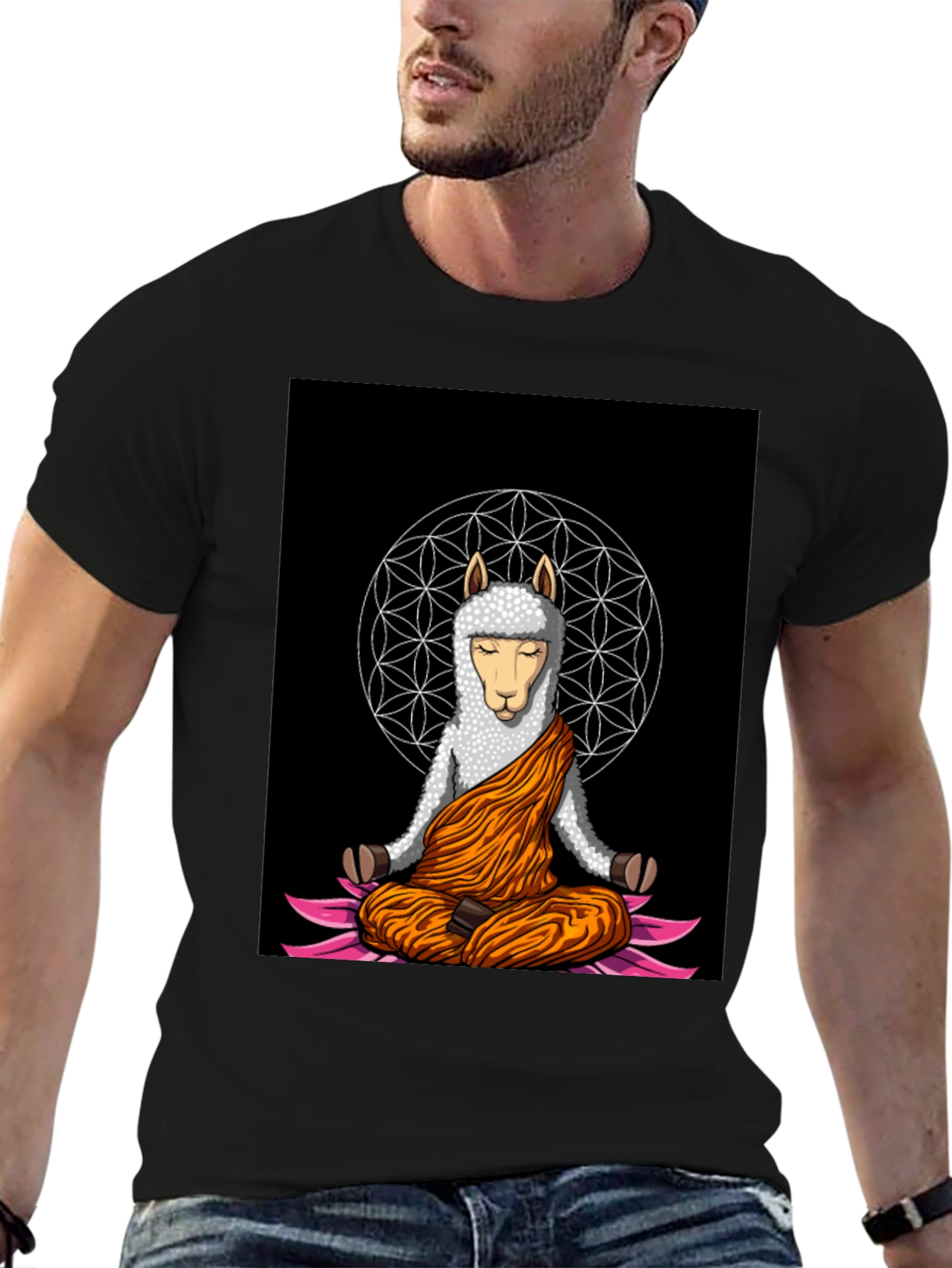 Meditating Llama Graphic T-Shirt - Zen Style