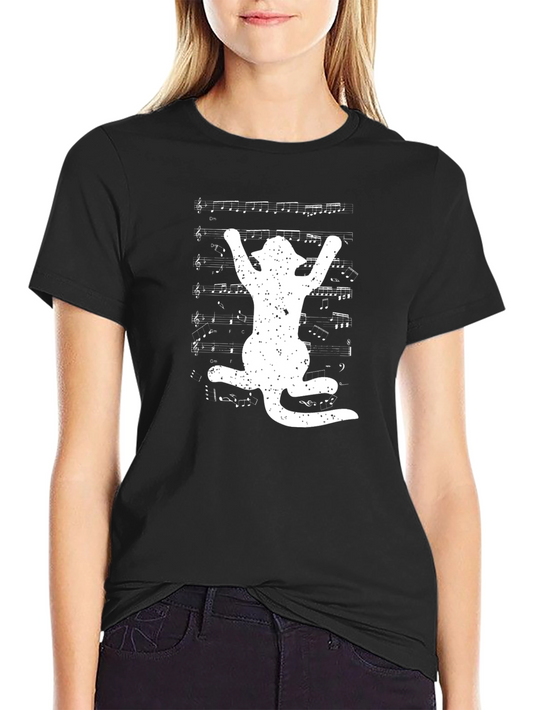 Cat & Music T-Shirt - Quirky Tee for Music Lovers