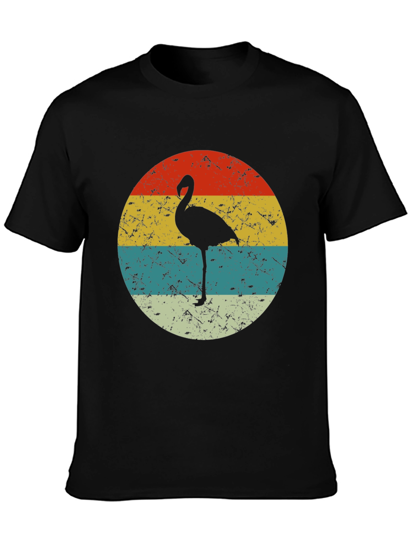 Retro Flamingo Graphic T-Shirt - Black