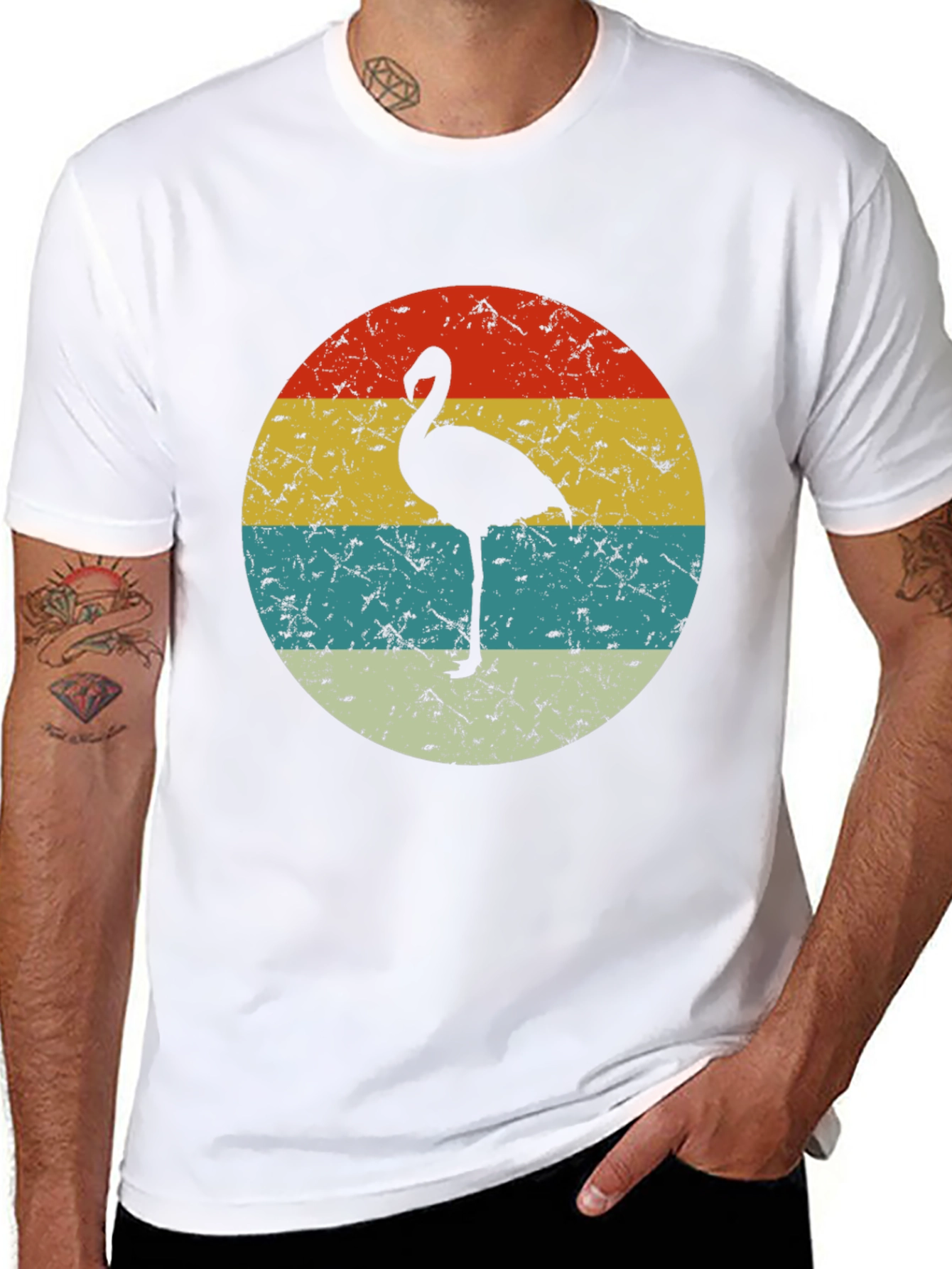 Retro Flamingo Graphic T-Shirt - Black