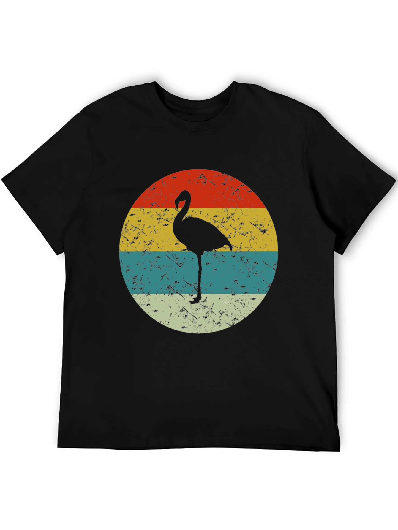Retro Flamingo Graphic T-Shirt - Black