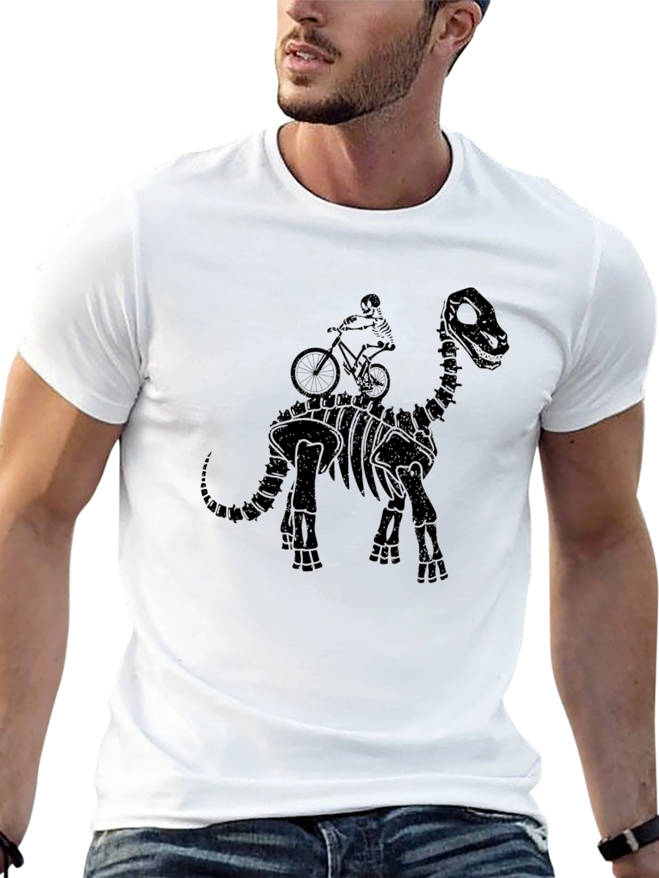 Skeleton Riding Dinosaur T-Shirt