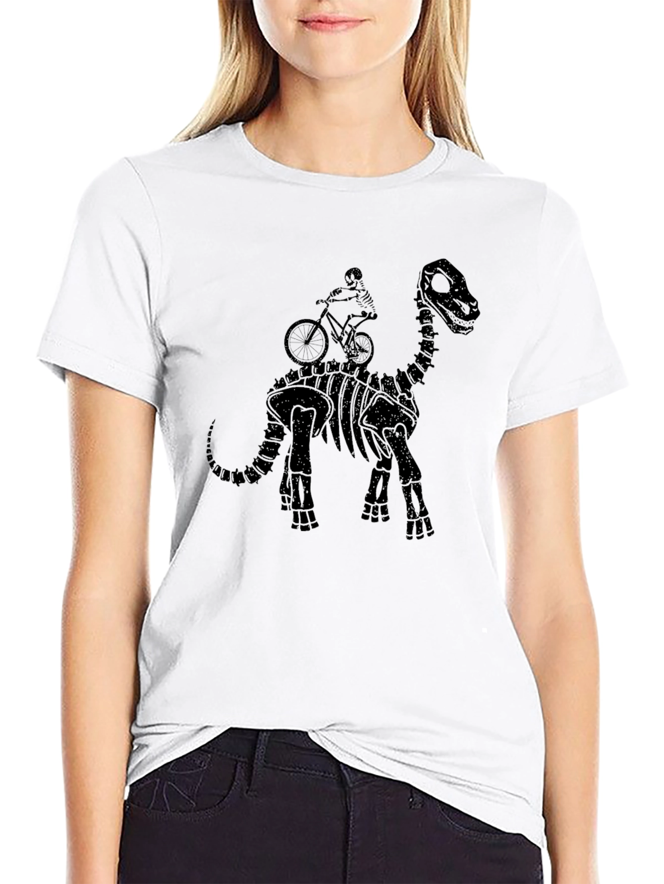 Skeleton Riding Dinosaur T-Shirt