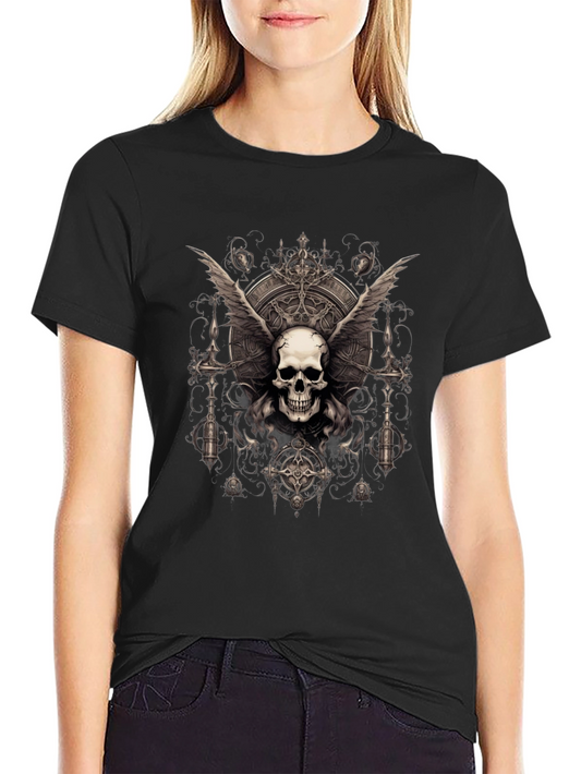 Gothic Skull Wings T-Shirt - Dark Style Tee
