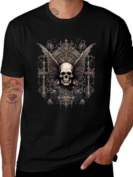 Gothic Skull Wings T-Shirt - Dark Style Tee