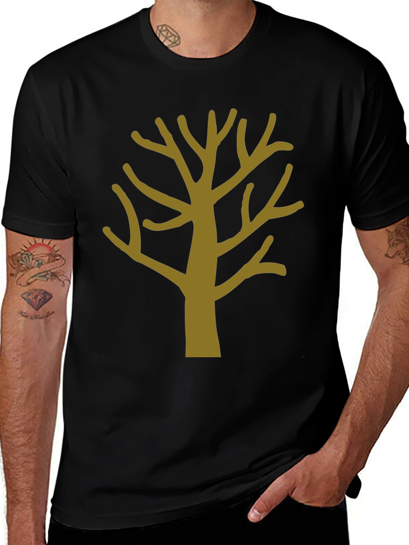 Abstract Tree Graphic Tee - Mens Black T-Shirt