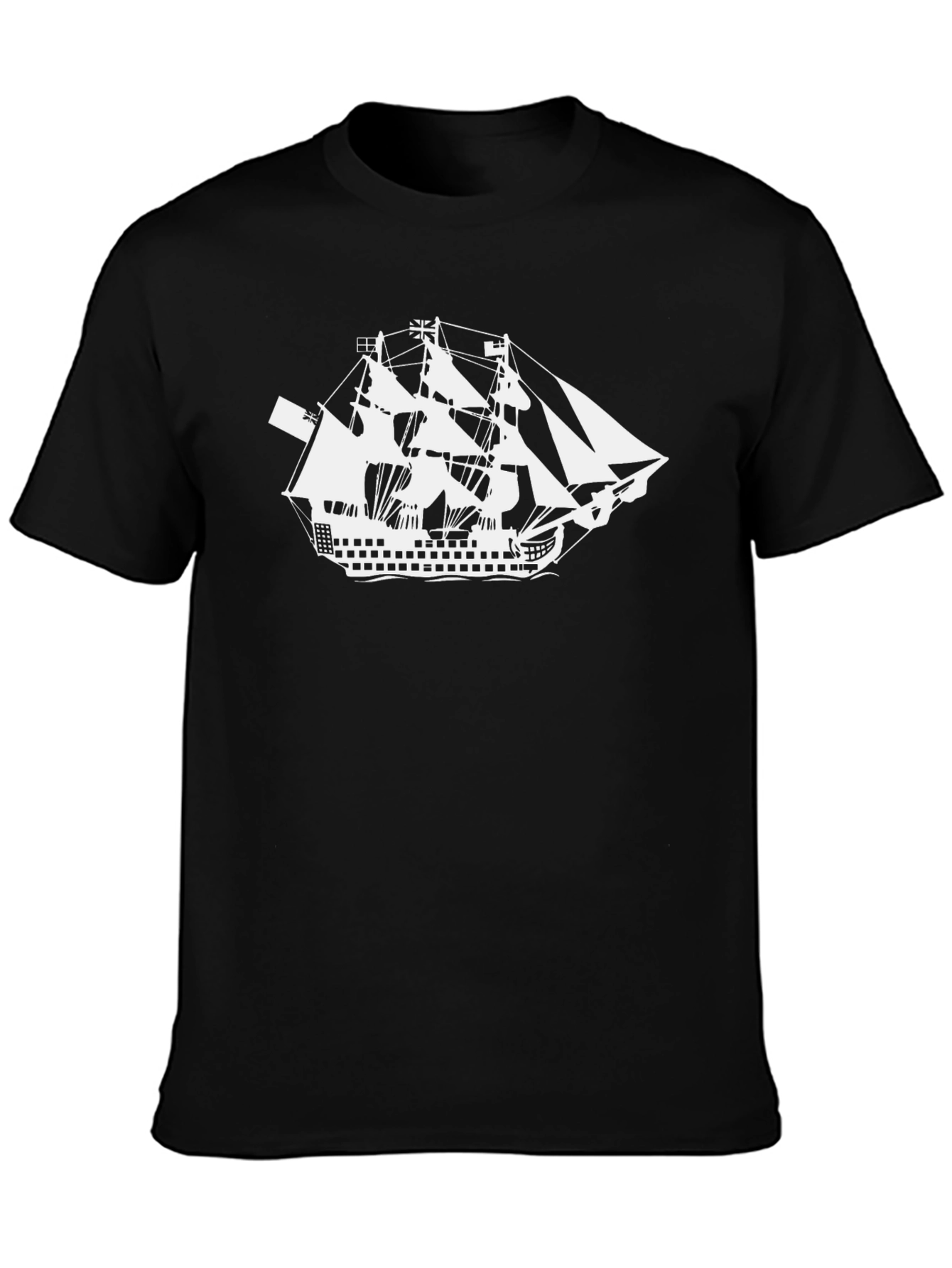 Nautical Sailboat Graphic Tee - Black Cotton Shirt
